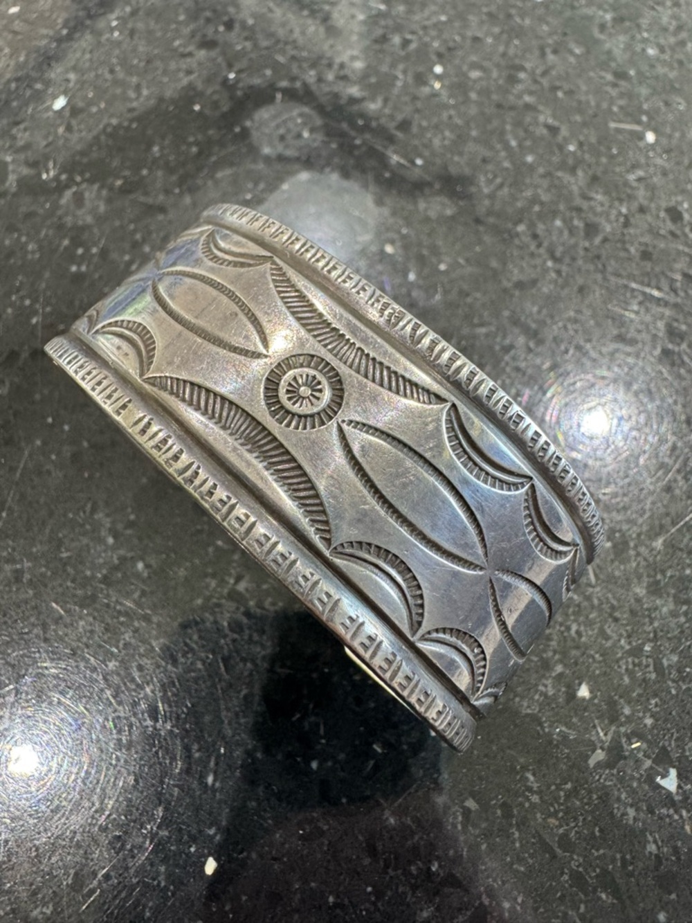 Navajo UITA 36 Stamped Sterling Cuff Bracelet - Picture 2 of 9
